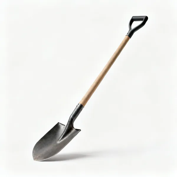 A long handled narrow shuv holer scoop digging tool