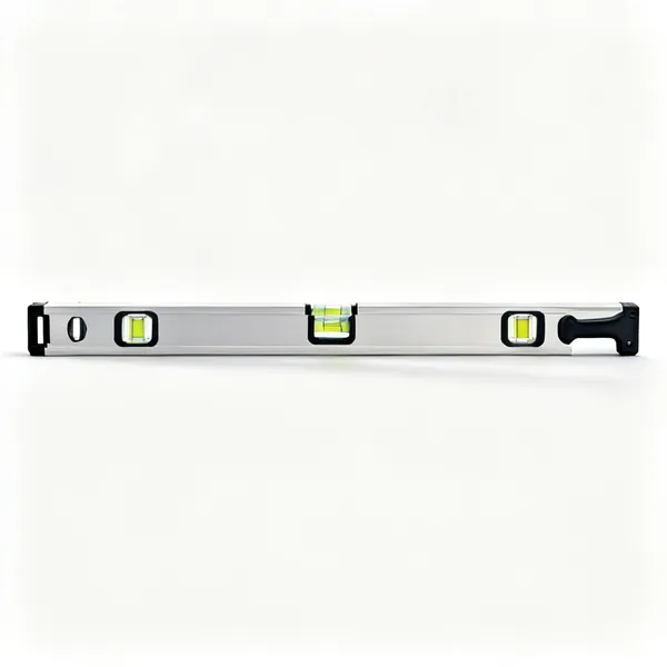 Long spirit level: A long 1800mm aluminium spirit level with three bubble vials