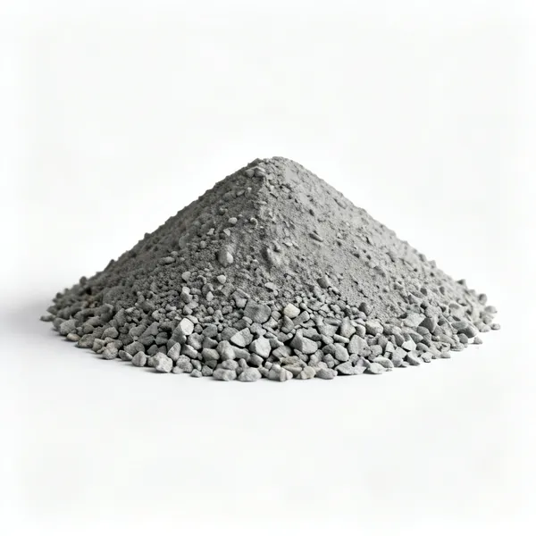 A compact conical heap of grey MOT type 1 crushed aggregate, centred with clear space at every edge