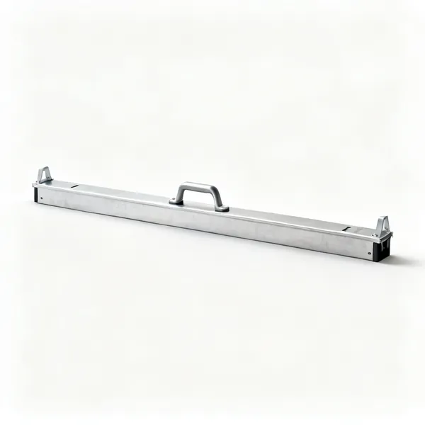 A long aluminium box section screed bar with two handles