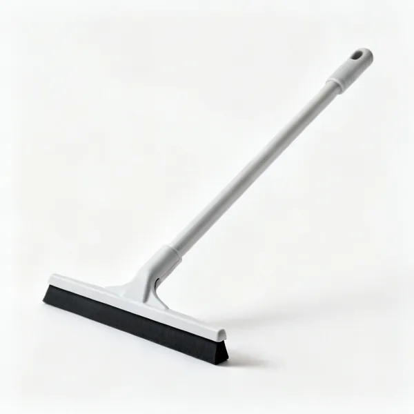 Rubber squeegee: A rubber bladed squeegee with a long handle