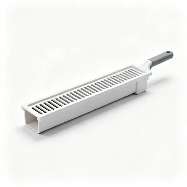 A plastic channel drain with a grating