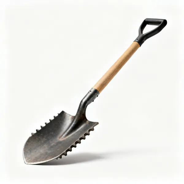 A digging spade with a treaded blade