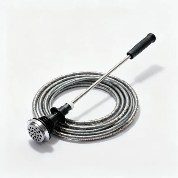 Drain rods: A set of drain clearing rods with attachments