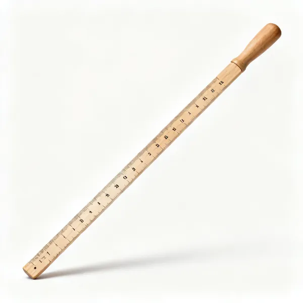 A marked timber gauge rod