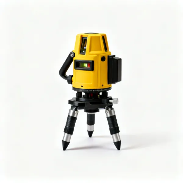 A yellow rotary laser level on a tripod