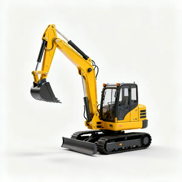 A small yellow mini digger excavator