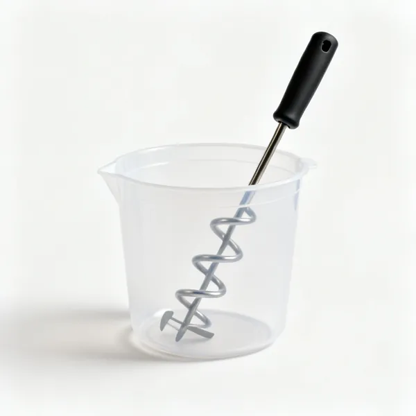 Mixing tub & paddle: A mixing tub with a spiral paddle
