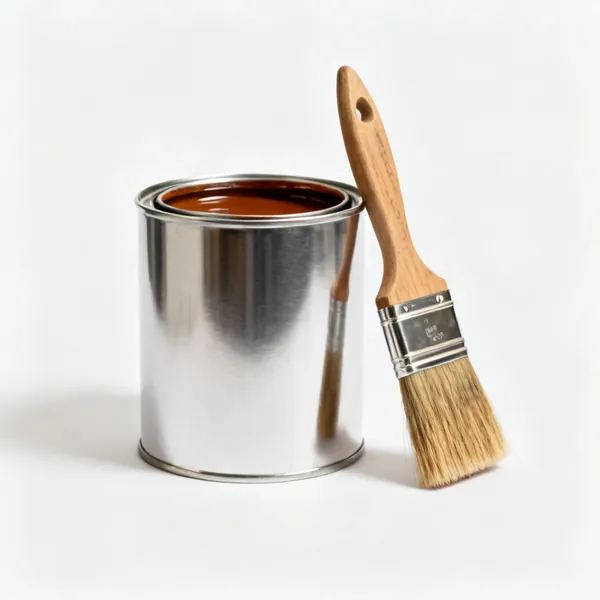 A tin of timber end grain preserver with a brush