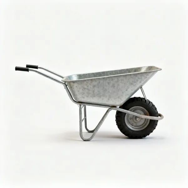 A builder's wheelbarrow with a pneumatic tyre