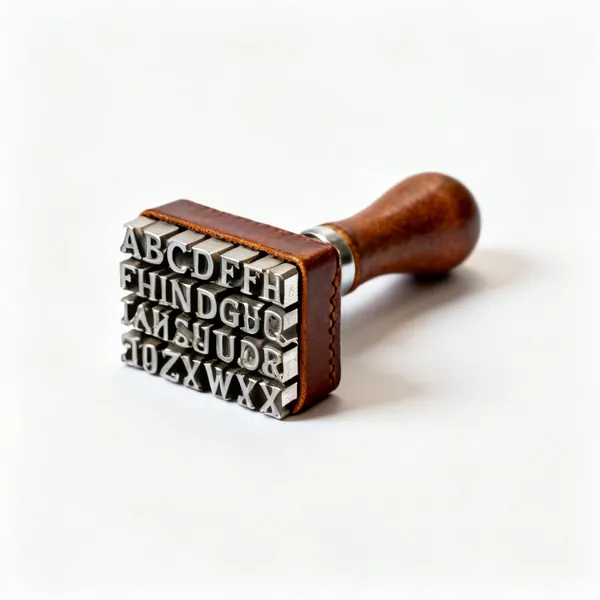 A set of leather alphabet stamps