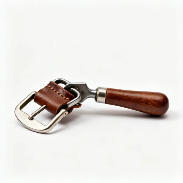 An assortment of leather belt buckles