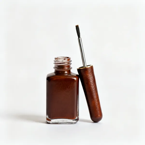 A bottle of leather edge paint with an applicator