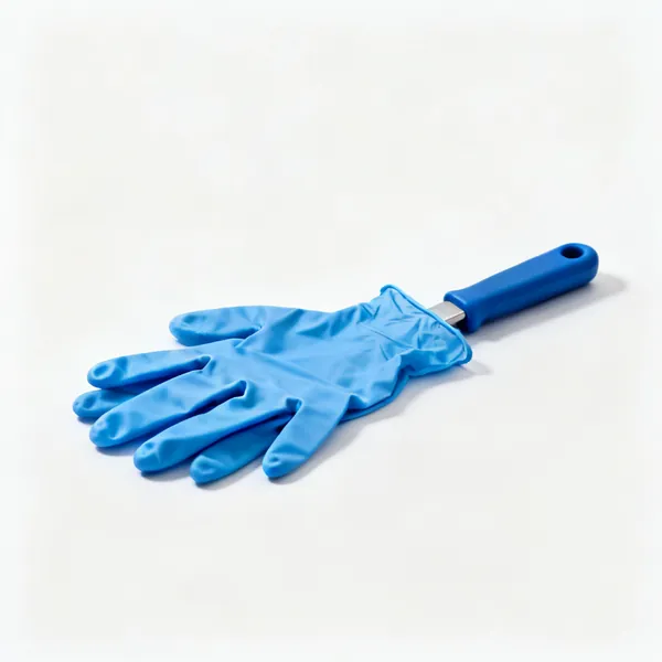 A box of blue nitrile gloves
