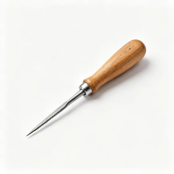 A scratch awl with a wooden handle