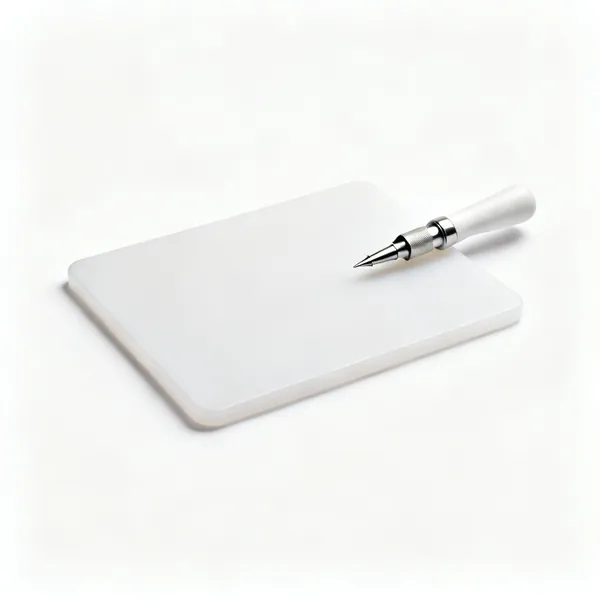 A white poly cutting board for leather punching