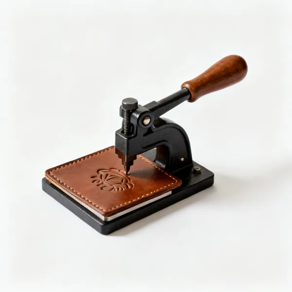 A small leather embossing press