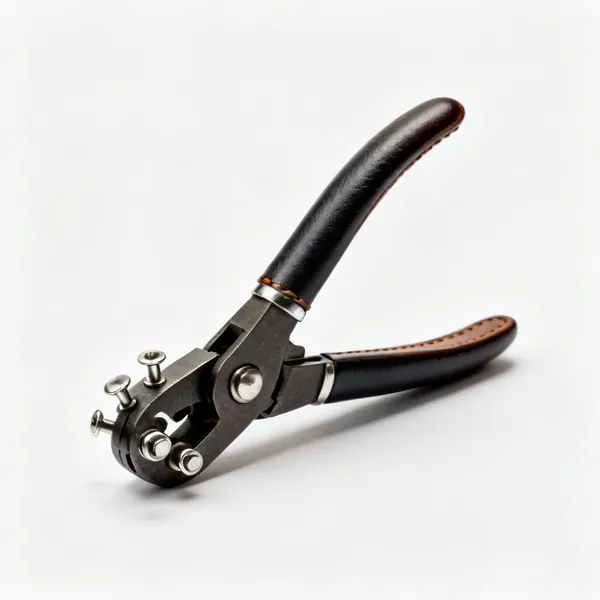 Rivet setter: A leather rivet setting tool with rivets