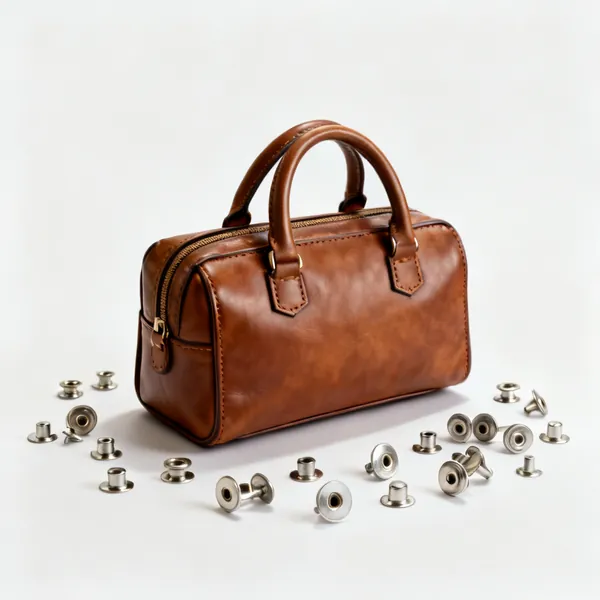 An assortment of double cap leather rivets