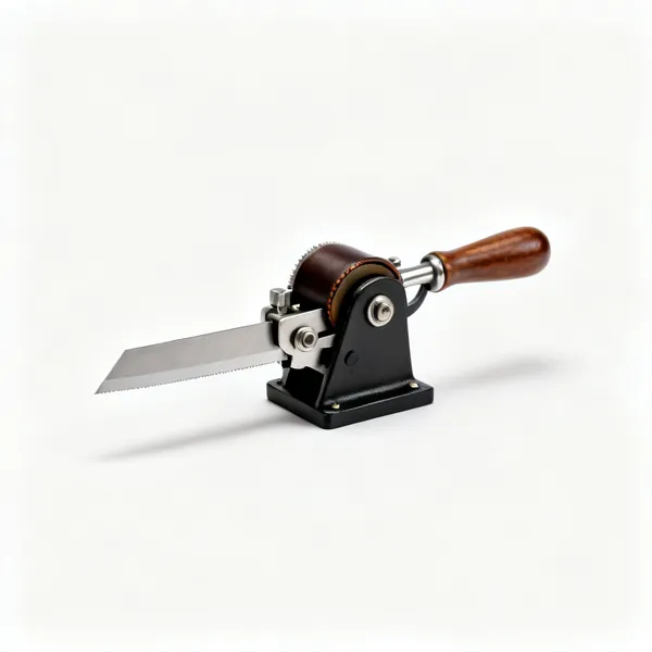Leather splitter: A leather splitting machine with a blade and roller
