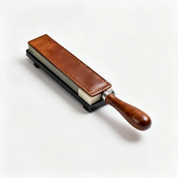 Strop & compound: A leather sharpening strop with polishing compound