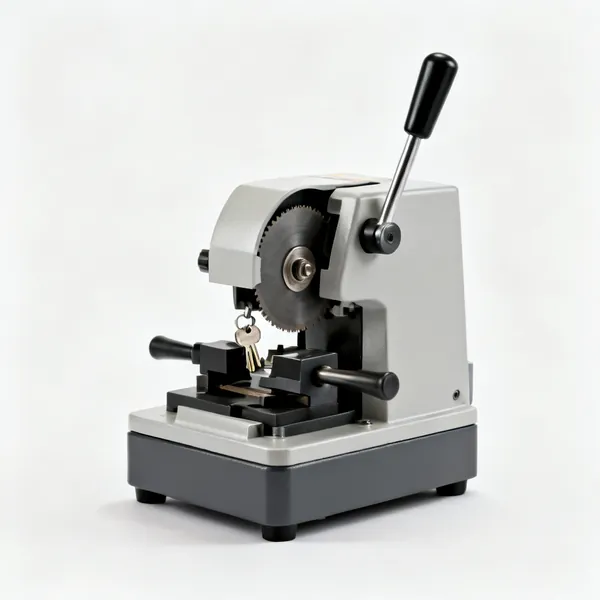 A key cutting machine with a cutter wheel