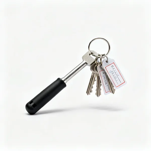 Key tags with labels on a ring