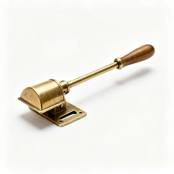 Letterplate & restrictor: A brass letterplate with a cowl