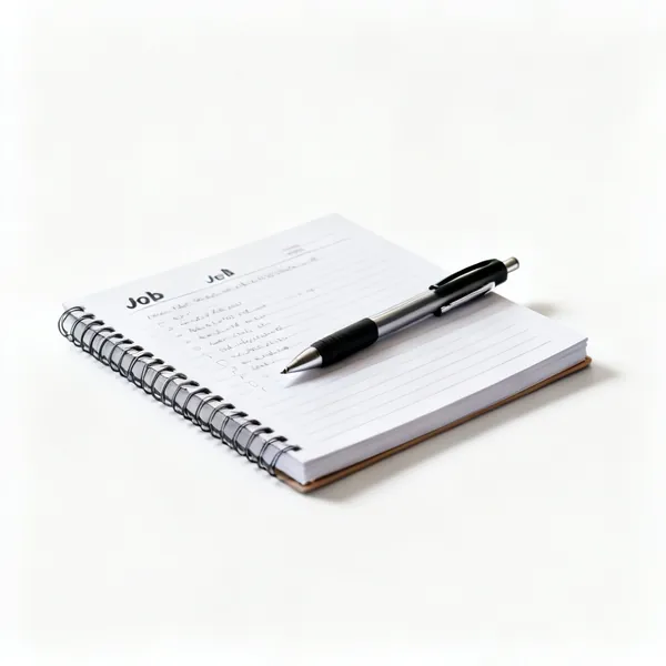 Job records: A notebook and pen with job notes