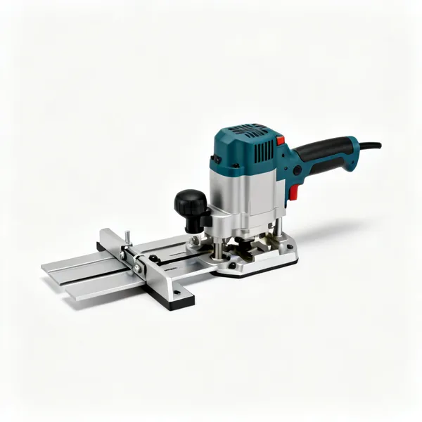 Router & jig: A router with a hinge cutting jig