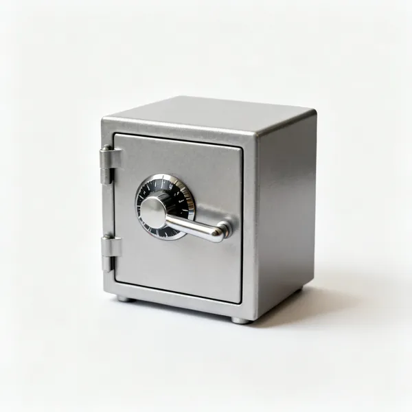 A small steel security safe with a dial