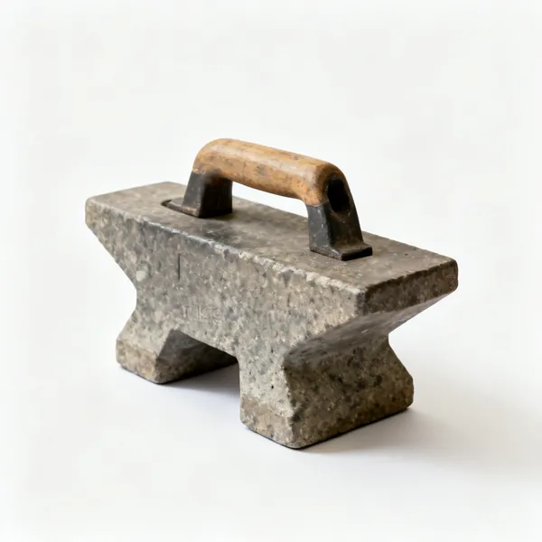 A heavy stone mason's banker bench