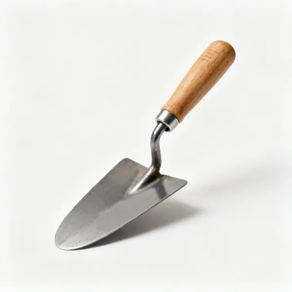 Brick trowel: A bricklayer's trowel with a wooden handle