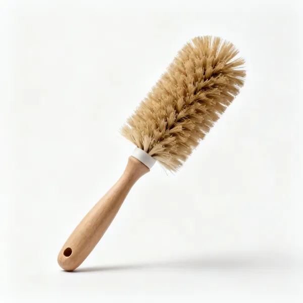 A stiff bristled churn brush