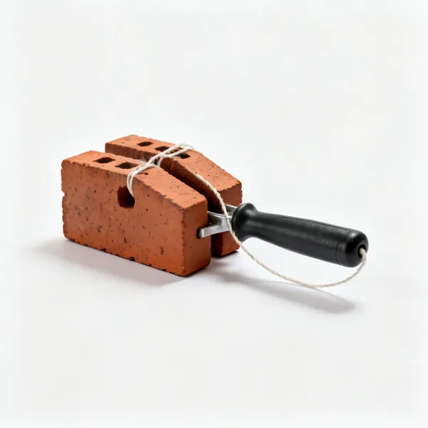 A pair of bricklayer's line blocks with string