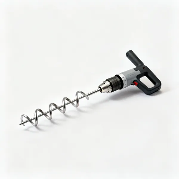 A spiral mixing paddle with a mixing drill