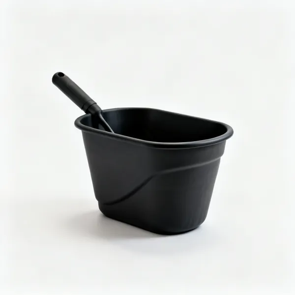 Mortar tub: A black flexible mortar mixing tub
