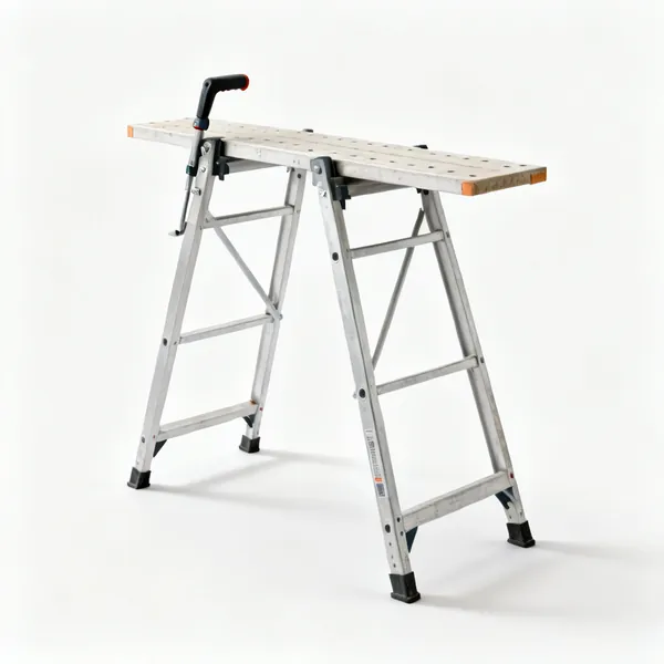 Trestles & boards: A pair of trestles with a scaffold board