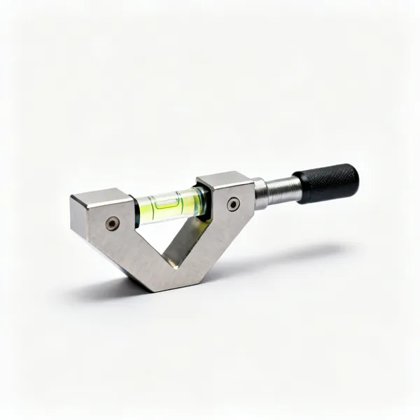 A small precision engineer's cross test level with a machined V base