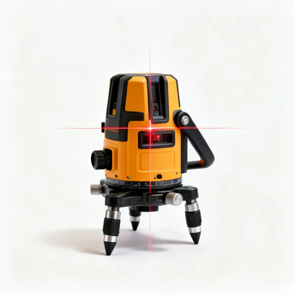 A self levelling cross line laser level projecting horizontal and vertical lines