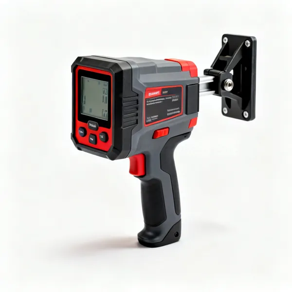 Laser detector: A handheld laser level detector receiver with a display and a mounting clamp