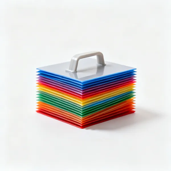 Plastic shims: A stack of coloured tapered plastic packing shims