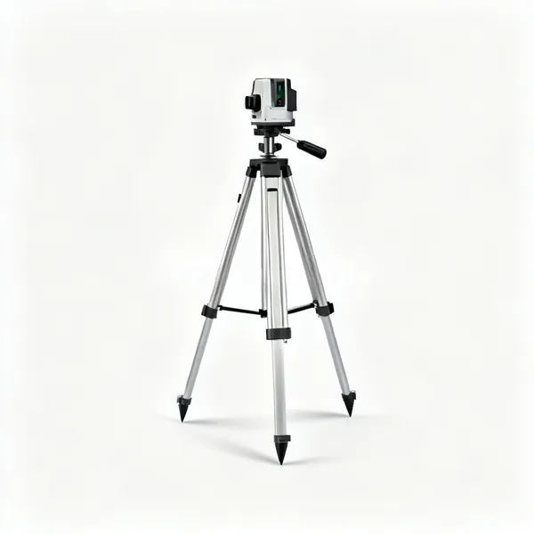 An aluminium laser level tripod with adjustable legs and an elevating centre column