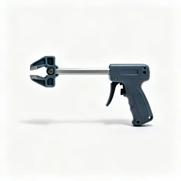 Clamps: A one handed trigger bar clamp with a pistol grip and plastic jaws