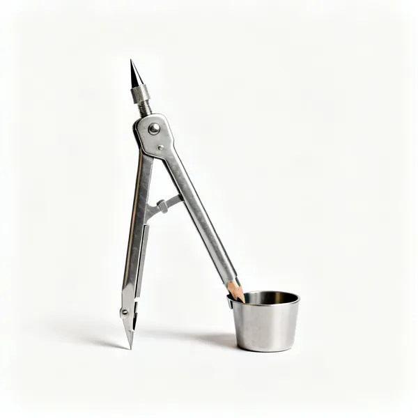 A metal scribing tool with a pointed follower and a pencil holder