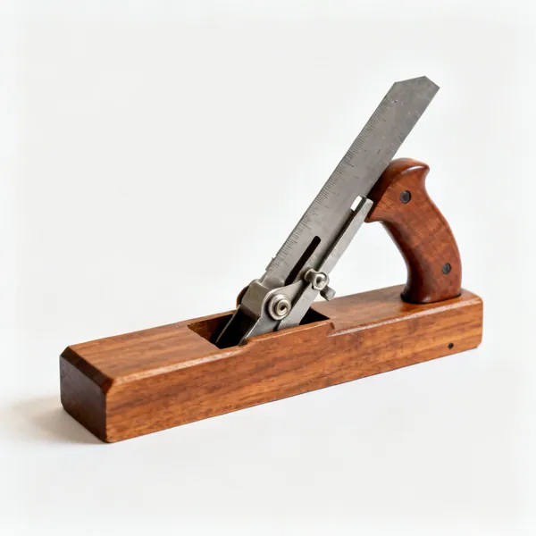 A sliding bevel gauge with a wooden stock and a pivoting locking blade