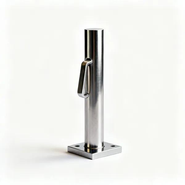 A polished steel cylinder square standing upright on its base