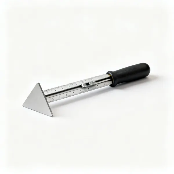 A small double square with a sliding steel rule and a single square head