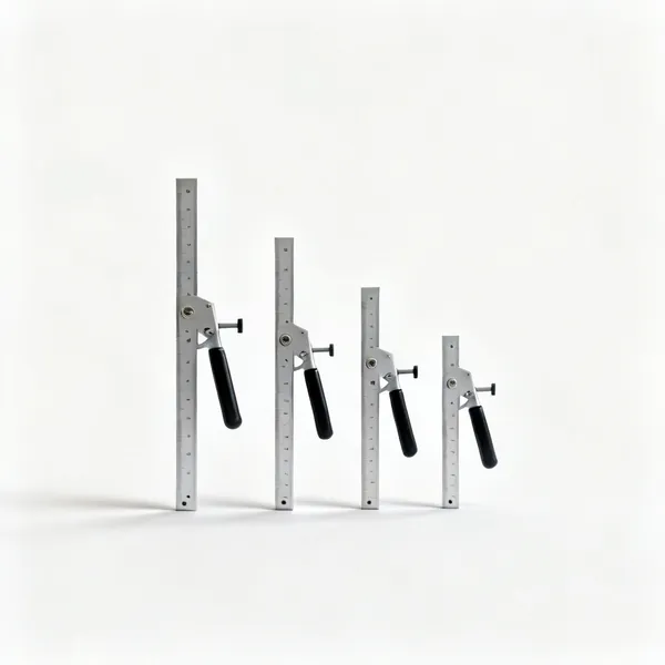 Square set: A set of four engineer's squares of graduated sizes standing side by side