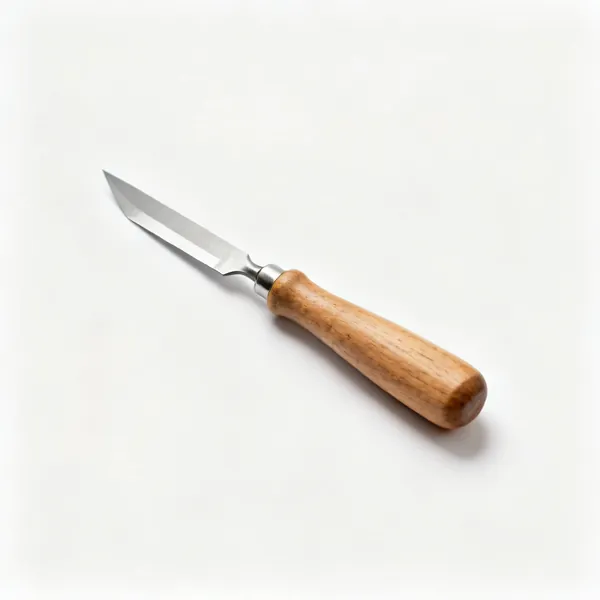 A marking knife with a single bevel blade and a wooden handle